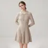 Vestido de Cachemira Grueso para Mujer Otoño e Invierno, Cuello Polo Semiabierto, Botones, Tejido de Punto Trenzado, Capa Interior, Ropa Exterior, Vestido de Lana