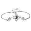 Pulsera de proyección de material de cobre de trébol de cuatro hojas 100 idiomas Te amo Pulsera simple de alto sentido personalización de imagen