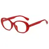 Montura de Gafas Lisa Estilo Japonés Literario Retro Rojo Grande Chica Popular Ovalada Espejo Plano Montura Pequeña Femenina