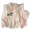Conjunto de Pijama de Primavera para Mujer con Sujetador Incorporado, Lindo Cachorro de Dibujos Animados, Manga Larga, Pantalón Largo, Holgado, Se Puede Usar al Aire Libre, Conjunto para Estar en Casa