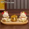 Gato de la Fortuna de Dibujos Animados de Moda Lingote de Cristal Adorno para el Hogar Sala de Estar Decoración de Escritorio de Oficina Artículo Decorativo Creativo