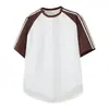 Camiseta Patchwork de Verano Estilo Americano Marca de Tendencia Explorer para Hombre Manga Corta Casual Cuello Redondo Deportiva de Cinco Cuartos para Hombre