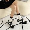 Zapatos de Moda Europeos y Americanos de Punta Redonda para Mujer con Costuras Frontales con Cordones Zapatos Planos de Tacón Bajo Casual de Negocios para Mujer