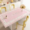 Mantel Rosa de Hello Kitty, Impermeable al Aceite, Impermeable, Mantel sin Lavado, Mantel Aislante del Calor y Anti-quemaduras para Mesa de Café, Mantel de Cuero para Protección de Mesa