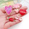 Accesorios para Joyería DIY Corazón Rojo y Rosa Día de San Valentín Rosa Esmalte Aleación Colgante Pulsera Encanto Pendientes Llavero