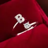 Moda Transfronteriza Anillo Abierto de Circonita Brillante de 26 Letras Índice de Lujo Nicho Anillo para Dedo del Pie Venta Directa del Fabricante