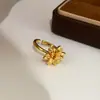 Anillo Abierto de Flor de Doble Capa con Diseño Dulce Fresco de Nicho para Mujer, Anillo de Dedo con Temperamento de Lujo Ligero, Joyería de Mano con Sensación de Alta Gama