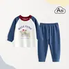 Conjunto de Ropa de Otoño para Niñas Pijamas Infantiles Algodón Puro Separado Ropa Interior de Manga Larga para Niños Pantalones de Otoño Ropa para el Hogar de Bebé Otoño y Primavera