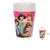 Seis Juegos de Vajilla de Papel para Fiesta de Cumpleaños de Princesas Plato de Papel Servilleta de Papel Vaso de Papel Cuchillo Tenedor Cuchara Banderín de Tirar Decoración de Banderines Suministros