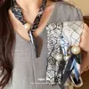 Bufanda de seda de lujo ligero estilo francés con colgante de perla y cadena de collar magnética, cadena de bufanda casual simple y a la moda con diseño único