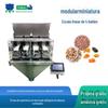 Balança de embalagem automática de 4 cabeças lineares para material de partículas finas, combinação de escala de peso igual de sal temperado em subembalagens