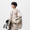 Chaqueta Cool de Calle con Cuello de Béisbol para Hombre, Abrigo de Marca de Temporada Primaveral con Bloques de Color Bordado y Diseño Americano, Top Casual para Pareja