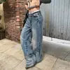 Jeans juveniles color Naranja # Lavados, plisados, desgastados, de pierna ancha, modernos, para mujer, corte holgado, estilizan, únicos, a la moda, versátiles, pantalones de largo hasta el suelo