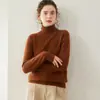 Nuevo suéter de cachemira de cuello alto para mujer, con cuello alto, corte holgado, material grueso, color liso simple y diseño de punto pullover