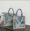 Bolsa de Corrente de Pérolas Tecida Nova Bolsa Tote de Grande Capacidade Bolsa Tiracolo de Comutador da Moda Bolsa de Mamãe Bolsa de Mão da Moda