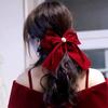 Moño de terciopelo rojo pinza de resorte clip parte trasera de la cabeza clip superior tostado accesorios de ropa vestido de compromiso tocado femenino accesorios para el cabello