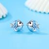 Brincos pequenos de peixe beijo de prata 925 temperamento feminino brincos de personalidade simples japoneses e coreanos brincos de dormir sem escolher brincos