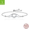 Pulsera fina y delicada con incrustaciones de diamantes coreanos y dije de plata, plata de ley s925, doble corazón enrollado, temperamento femenino, regalo de San Valentín
