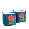 Cesta de almacenamiento grande de flor de pintura al óleo para coche, caja de almacenamiento plegable para artículos varios del maletero del coche, cesta de almacenamiento plegable