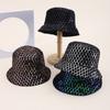 Sombrero de Pescador 2025 para Mujer con Lentejuelas de Diamante Sombrero Cubo Moda Femenina Europeo y Americano Explosiones Sombrero de Sol Plegable Sombrero Cubo de Moda