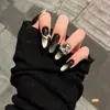 Z-209 Borboleta de Cristal Preto Diamante Unha Postiça Olho de Gato Champagne Diamante Quebrado Hot Girl Fototerapia Peças de Manicure Usadas na Mão Atacado