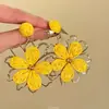 Brincos de flor boêmios para mulheres, vibe de férias na praia, tarrachas com franjas, clipes de orelha, ultra-fada, alta qualidade, brincos exagerados