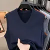 Chaleco para Hombre Xin'ao de Punto Fino 100% Cachemira, Cuello en V Extra Grueso, Suéter Base de Punto Cálido, 340 gramos