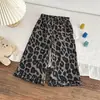 Pantalones Elegantes para Niñas de Primavera y Otoño con Estampado de Leopardo y Adorno de Encaje, Nuevos Pantalones de Leopardo de Moda para Niños