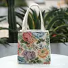 Bolso de Mano Estilo Étnico Bolso de Tela de Arena Bordado Bolso de Tela Mini Casual Fresco Bordado de Hilo Dorado por Ambos Lados Bolso Hanfu
