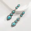 Brincos Pingente He Ming Jewelry Estilo Étnico Boêmio Retrô Ocidental para Mulheres, Brincos de Turquesa Branca com Design Único