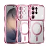 Adecuado para Samsung S26Ultra Funda para Teléfono Móvil con Patrón de Ola de Pedrería S25 Transparente Galvanizado Succión Magnética S24 Cubierta Protectora Anti-Caídas