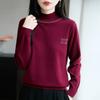 Nuevo Top Interior de Punto para Mujer con Diseño de Cuello Alto Medio, Incrustaciones de Diamantes, para Otoño e Invierno 2025, de Corte Holgado