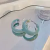 Banho de Ouro Real, Coleção Série Azul Moda Coreana e Japonesa, Brincos de Esmalte com Efeito Gotejante para Mulheres, Novos Brincos e Acessórios de Luxo Leve Nicho