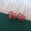 Esmalte vermelho gota comércio exterior exportação médio e antigo brincos de pino de agulha de prata brincos de pino de presente de feriado vermelho chinês joias