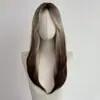 Peluca de mujer con flequillo, cabello largo liso en capas, de seda mate, súper vendida en TikTok y Kuaishou, con gorra de red de rosa, en stock