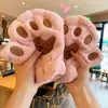 Lindos Guantes de Felpa con Forma de Pata de Oso para Mujer en Invierno, Forrados de Felpa y Engrosados para Prevenir el Frío y Mantener Caliente para Ciclismo, Peludos sin Dedos de Medio Dedo Modernos