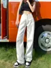 Jeans Blancos de Cintura Alta Pierna Ancha para Mujer Verano Delgados 2025 Nuevo Estilo Pantalones Rectos Ajustados Sueltos