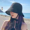 Sombrero de Cubo para Ponerse, Sombrero de Pescador Estilo Coreano Transpirable para Mujer, Sombrero de Cubo Casual a Prueba de Viento, Sombrero Plegable de Protección Solar para Verano