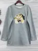 [Pronta Entrega] Jaqueta Feminina de Outono/Inverno Quente, Solta e Casual com Tema de Gato, Forrada com Fleece e Manga Longa