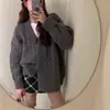 Cardigan de malha estilo coreano outono e inverno, novo, cor pura, doce, reduz a idade, solto, estilo preguiçoso, top torcido, casaco suéter para mulheres