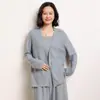 Cárdigan de punto fino Yangzi, liso, cuello en V, con hebilla, de lana peinada, suelto, adelgazante, para mujer
