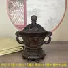 Incensário em Forma de Leão Banhado a Cobre Estilo Antigo com Duas Orelhas e Design de Besta Mítica Quadrada, Incensário Oco, Decoração para Casa, Acessório de Escritório