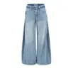 Pantalones Vaqueros de Pierna Ancha hasta el Suelo Casual para Mujer, Diseño de Nicho Estilo Americano Chica Picante, Cinturón Plegado de Doble Cintura, Nuevo Producto 2026