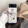 Funda para teléfono de oso de pedrería y conejo para Samsung zflip5 flip xflip plegable cadena portátil de perlas bandolera