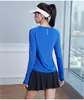 Top Deportivo para Mujer de Cuatro Estaciones Ajustado al Cuerpo para Correr al Aire Libre Transpirable Fitness Camiseta de Manga Larga con Estampado de Letras Ropa de Yoga Ajustada al Cuerpo