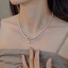 Collar de Perlas de Aguamarina Micro-incrustado de Lujo Ligero Estilo Francés para Mujer, Temperamento Dulce, de Alta Gama, Versátil, Cadena para el Cuello, Cadena para la Clavícula