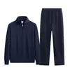Conjunto casual de ropa deportiva para hombre, algodón de peso pesado, cuello alto, sudadera con cremallera, atuendo versátil de dos piezas para el trabajo o el ocio, al por mayor
