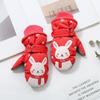 Novas luvas de veludo estilo coreano para crianças, quentes, confortáveis, de inverno, com cordão, dedos espessados, coelho de desenho animado, luvas de esqui