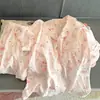 Fábrica de Origem Novo Cardigã de Algodão Nuvem Gola Menina Doce Pijama Manga Curta Shorts Conjunto de Roupas para Casa Feminino