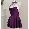 Vestido Rojo Elegante de Alta Gama Estilo Francés con Tirantes Finos Domi, Uniforme Sexy sin Espalda para Citas Camisón para Mujer